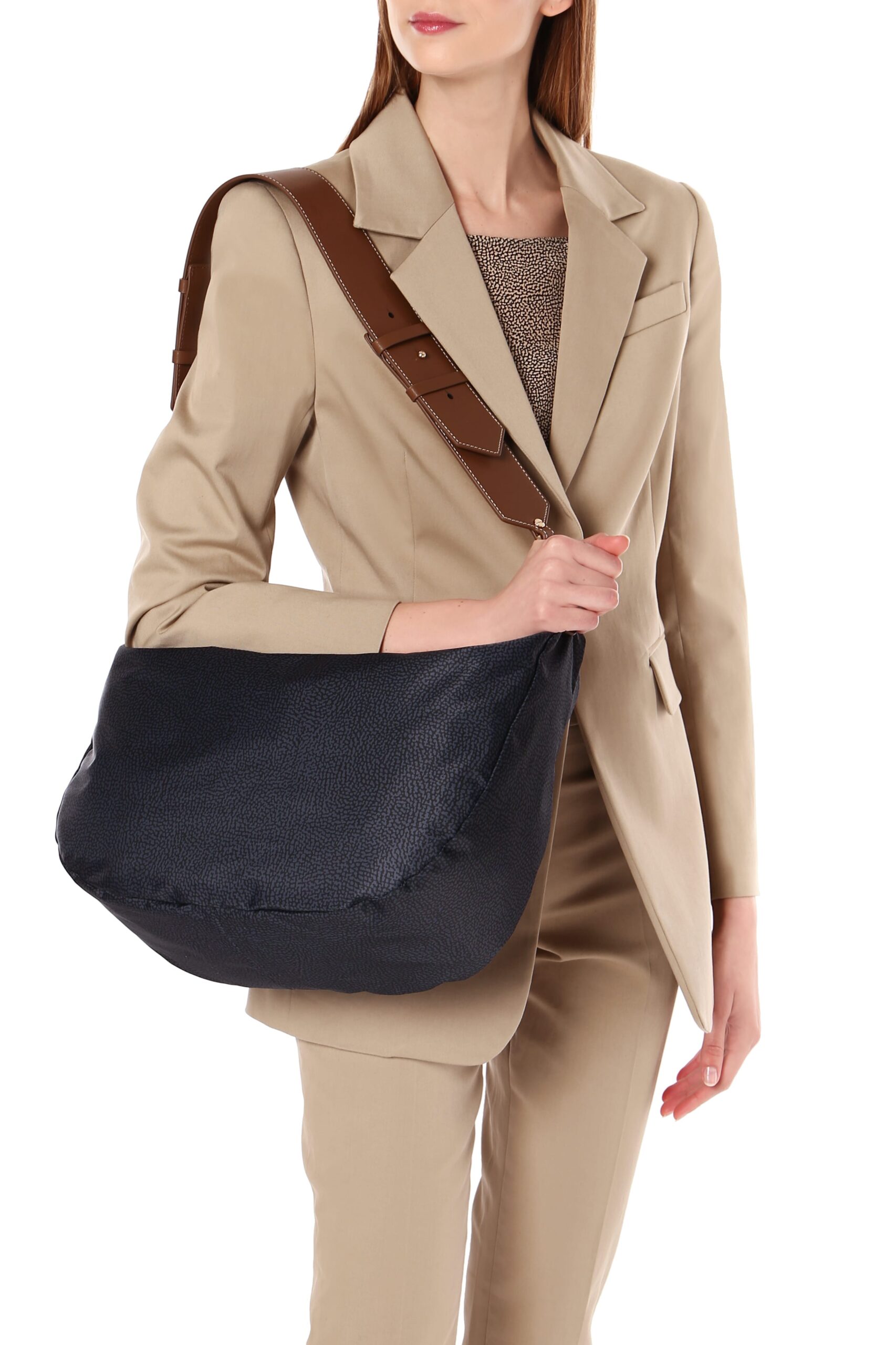 Borbonese DESERT HOBO M C/T 151 NERO MARRONE - immagine 4