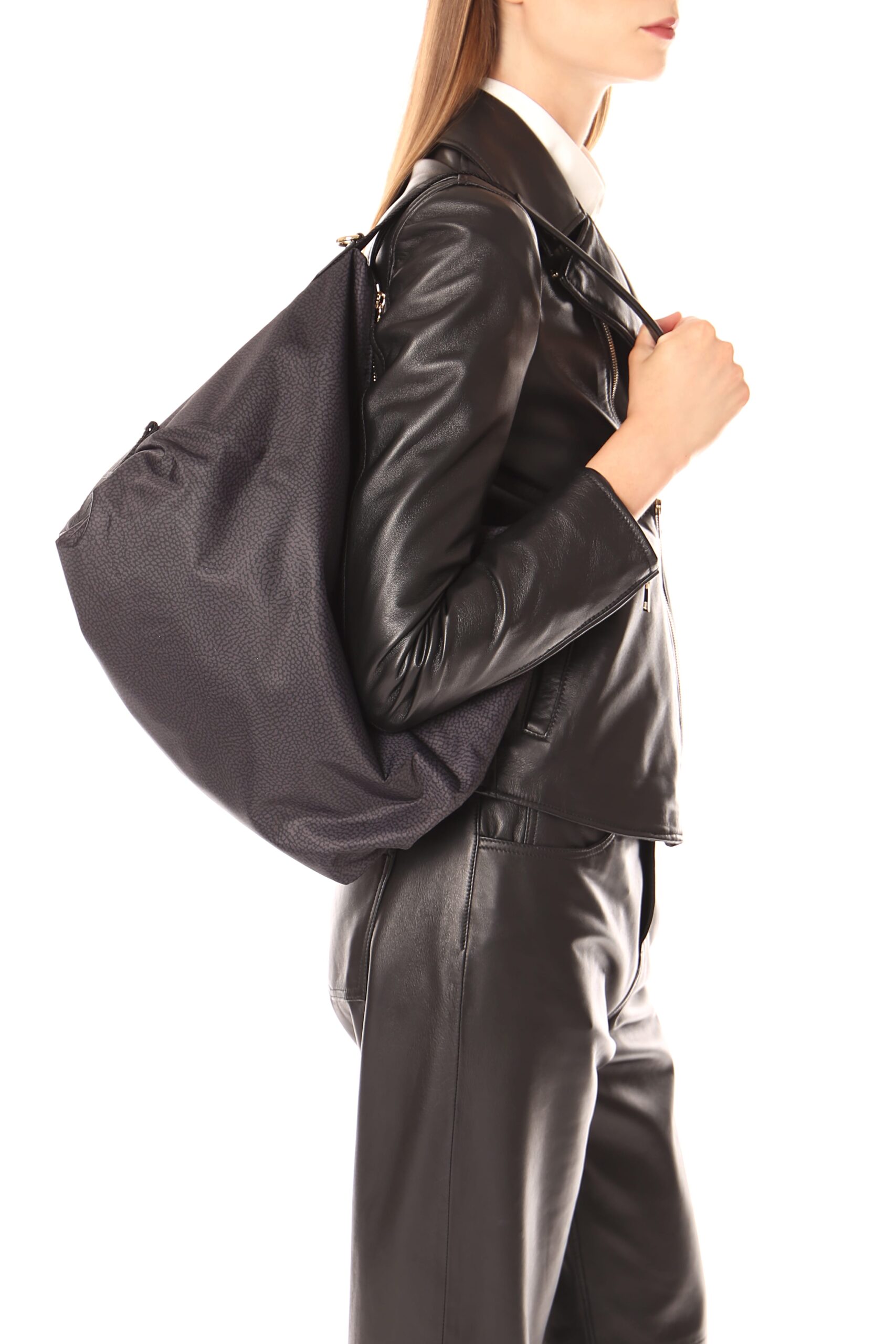 Borbonese HOBO LARGE C/T 100 NERO - immagine 4