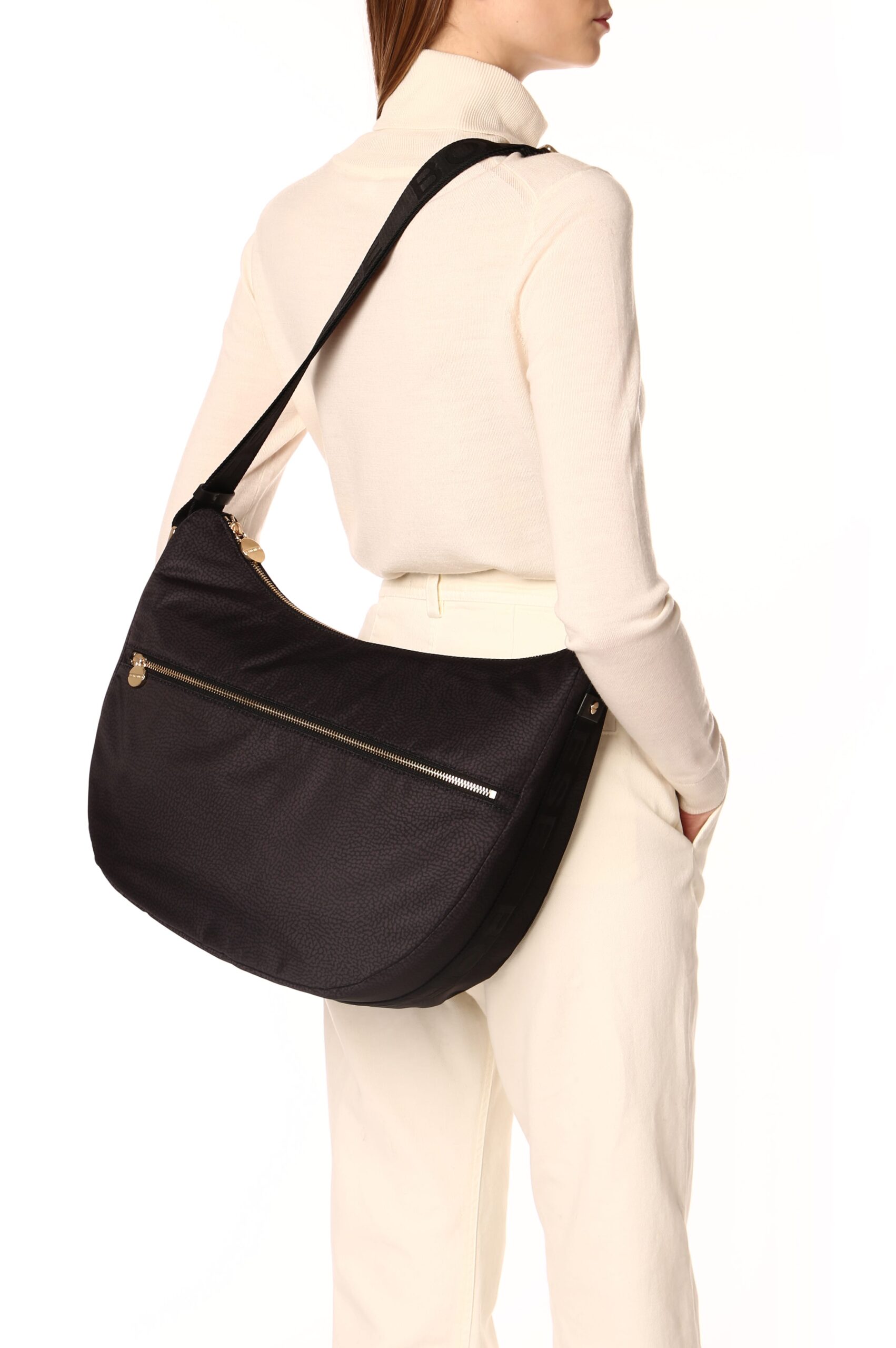 Borbonese LUNA BAG MEDIUM 100 NERO - immagine 7