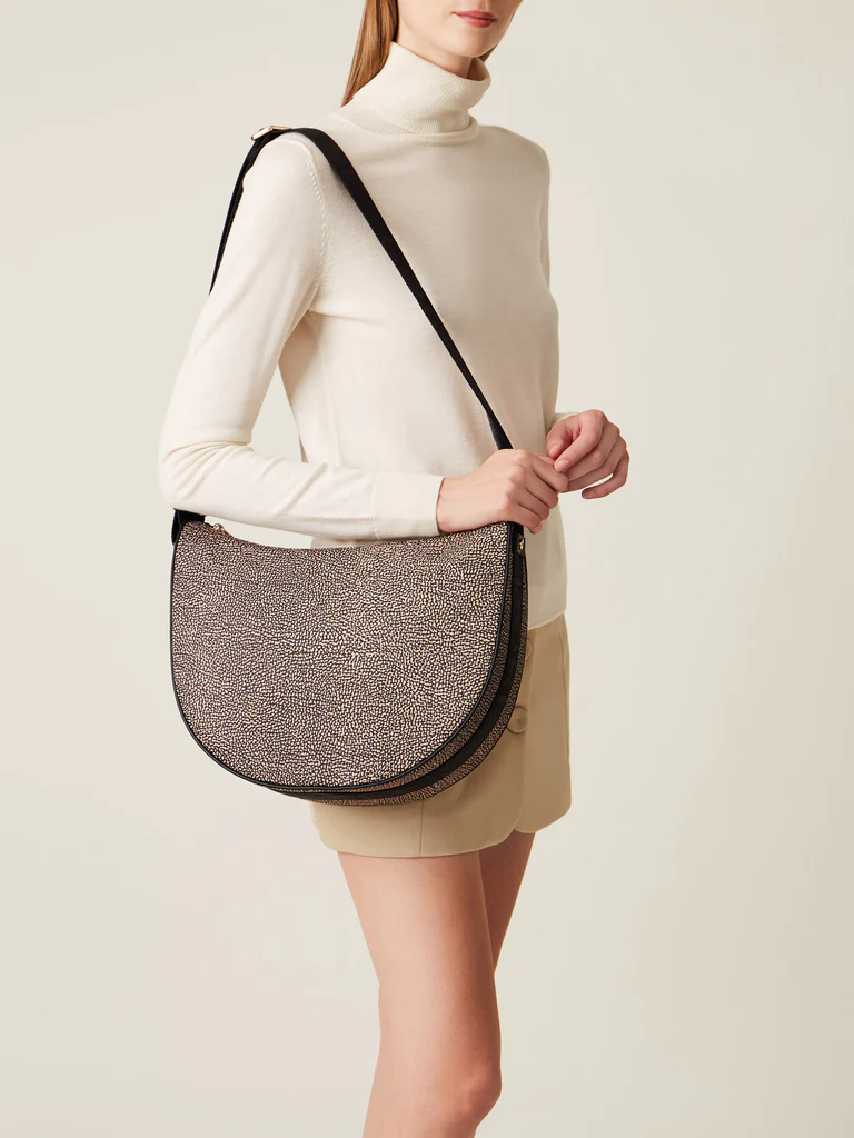 Borbonese LUNA BAG MIDDLE X11 OP NAT NERO - immagine 2