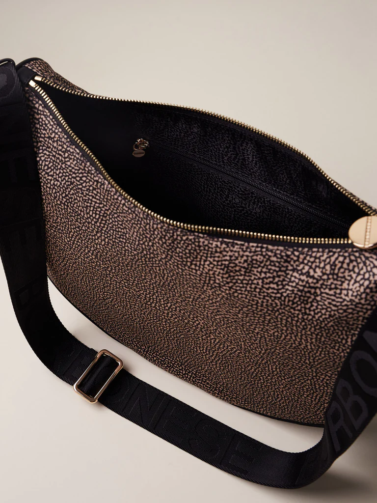Borbonese LUNA BAG MIDDLE X11 OP NAT NERO - immagine 5