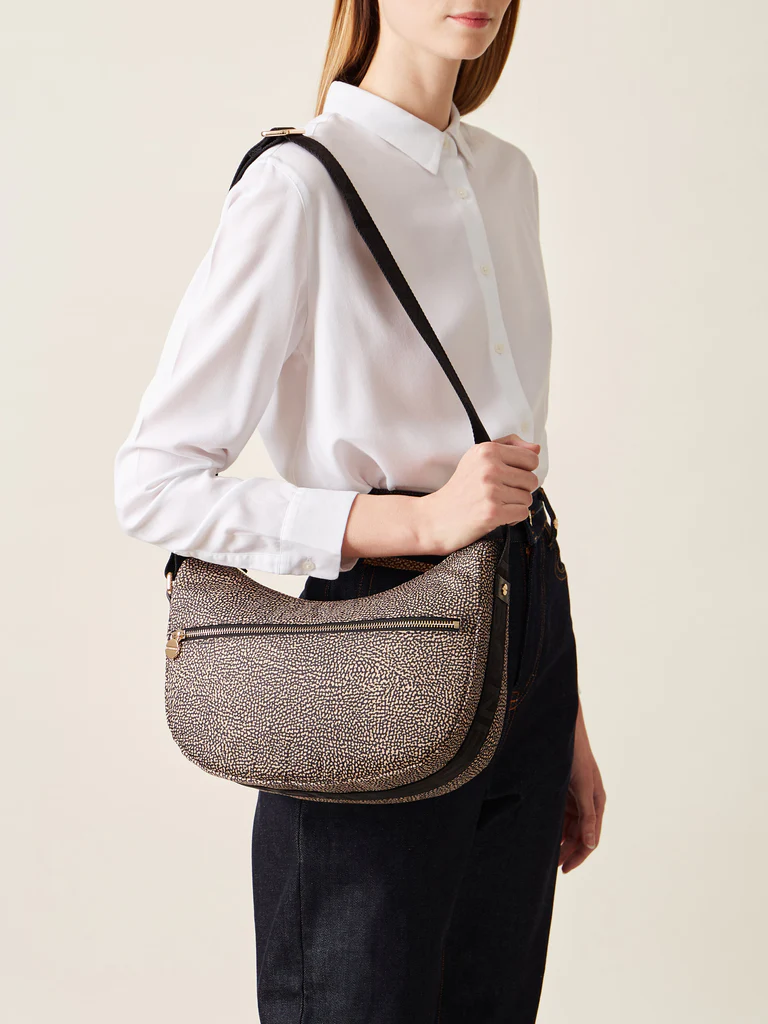 Borbonese LUNA BAG SMALL X11 OP NAT NERO - immagine 6