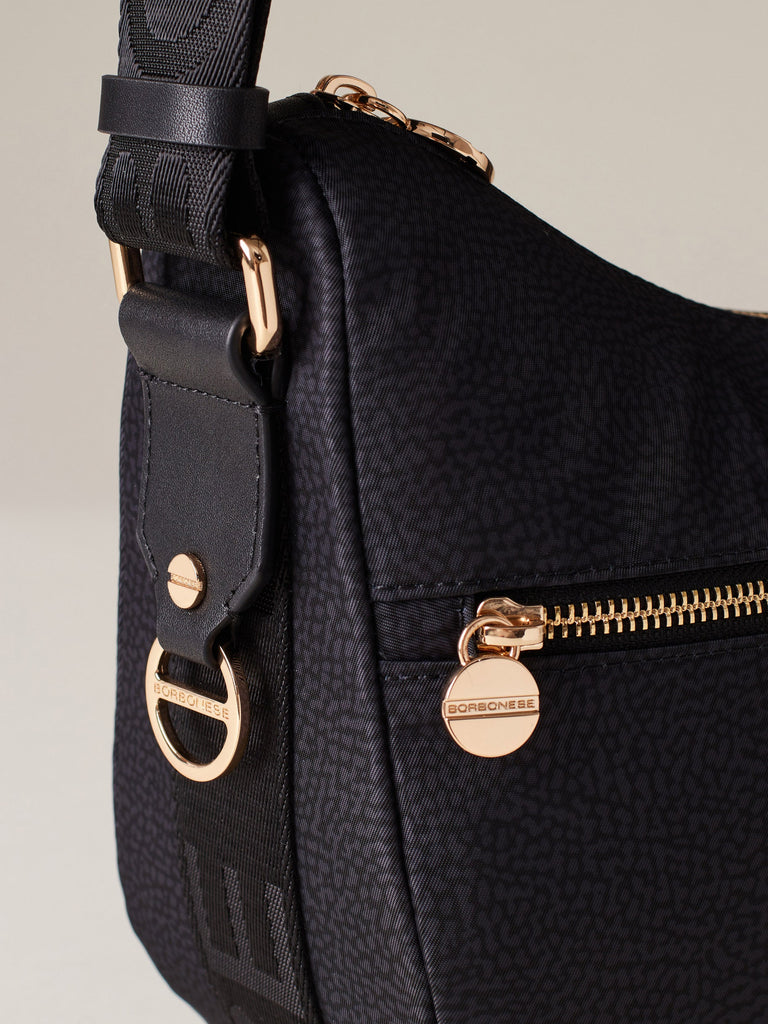 Borbonese LUNA BAG SMALL Y66 DARK BLACK - immagine 5