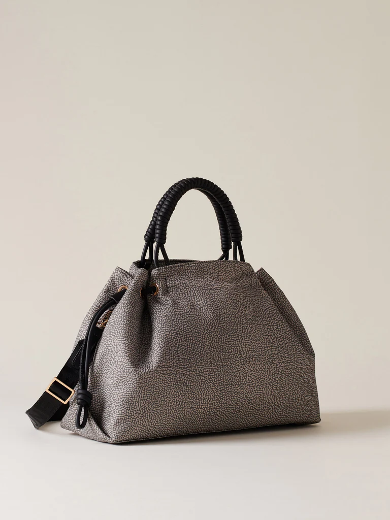 Borbonese SHOPPING M. C/T Z70 CLAY GREY NERO - immagine 2