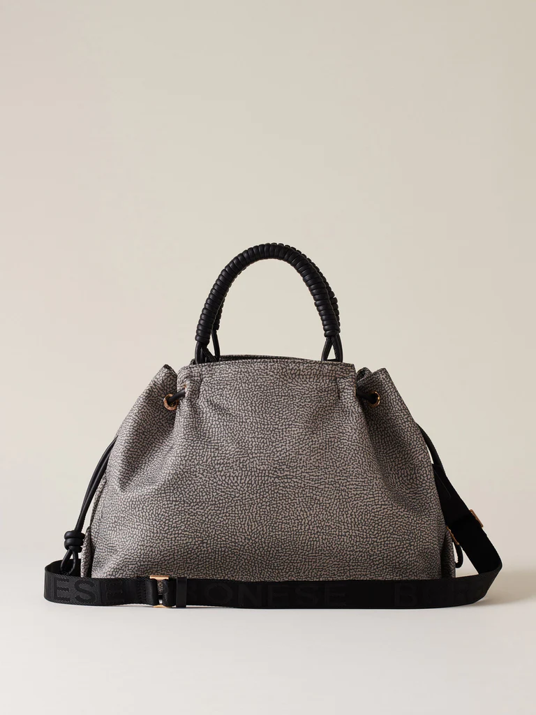 Borbonese SHOPPING M. C/T Z70 CLAY GREY NERO - immagine 3