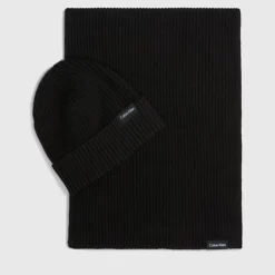 CALKIN KLEIN UOMO Set cuffia sciarpa BLACK