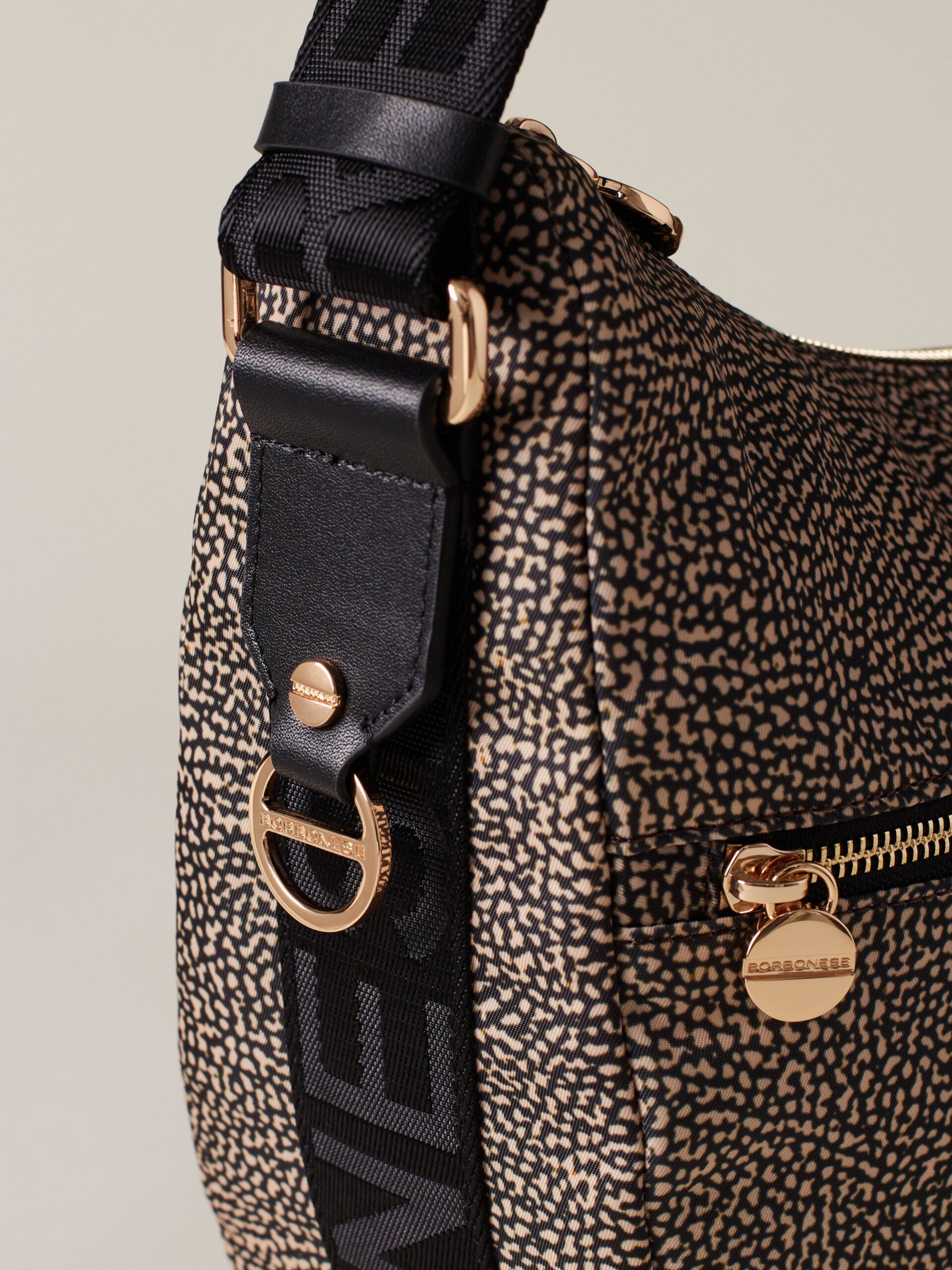 Borbonese LUNA BAG MIDDLE X11 OP NAT NERO - immagine 5