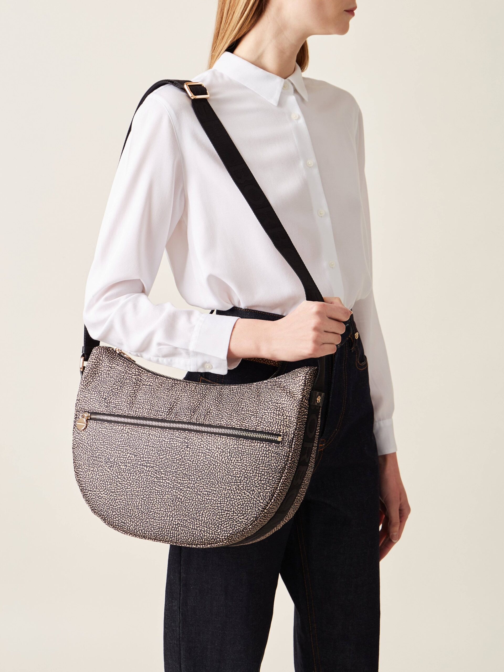 Borbonese LUNA BAG MIDDLE X11 OP NAT NERO - immagine 7