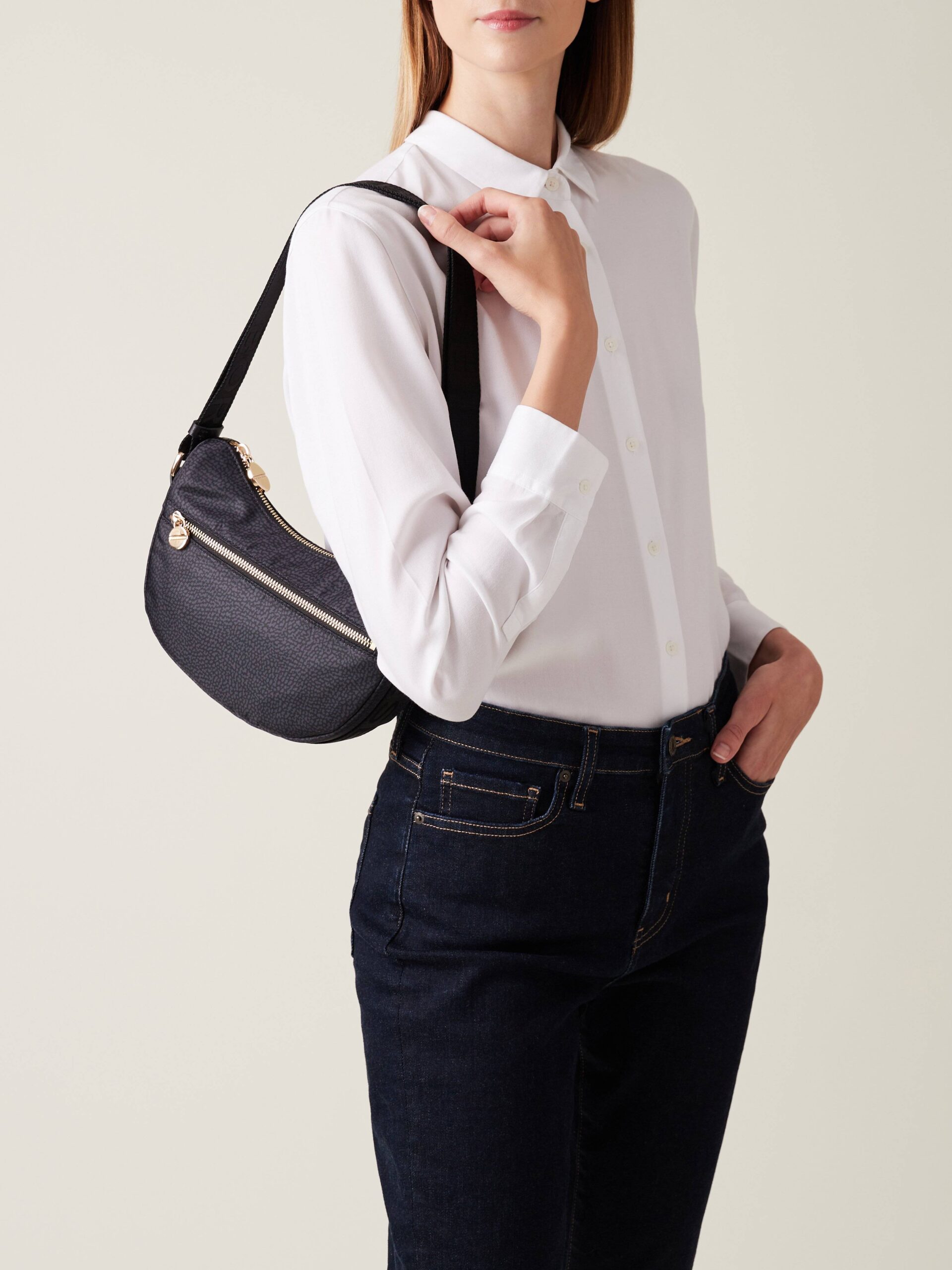 BORBONESE LUNA BAG MINI Y66 DARK BLACK - immagine 6
