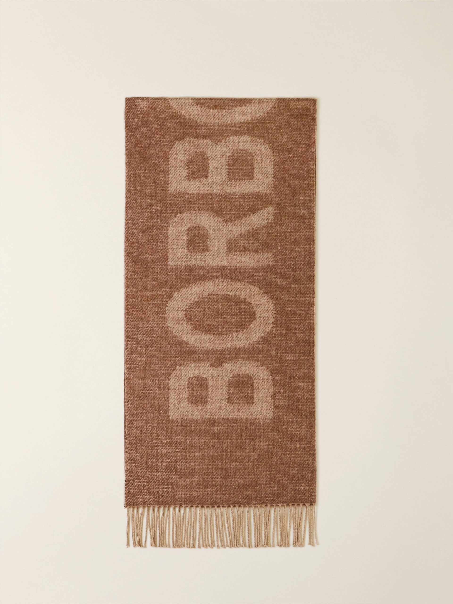 Borbonese SCIARPA LOGO 42X200 K29 MARRONE BEIGE - immagine 2