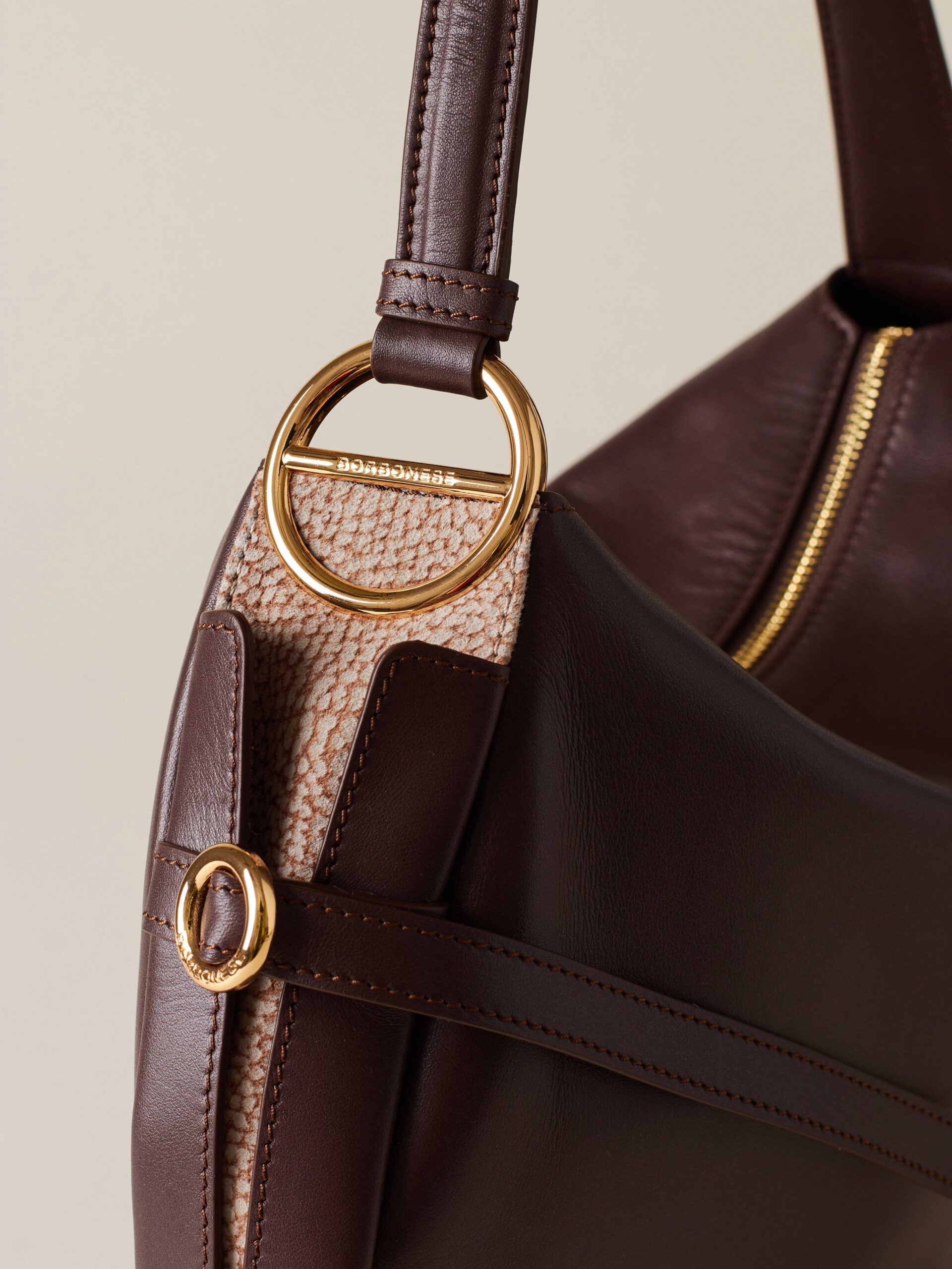 Borbonese BRIDLE HOBO 069 CASTANO MUSHROOM - immagine 5