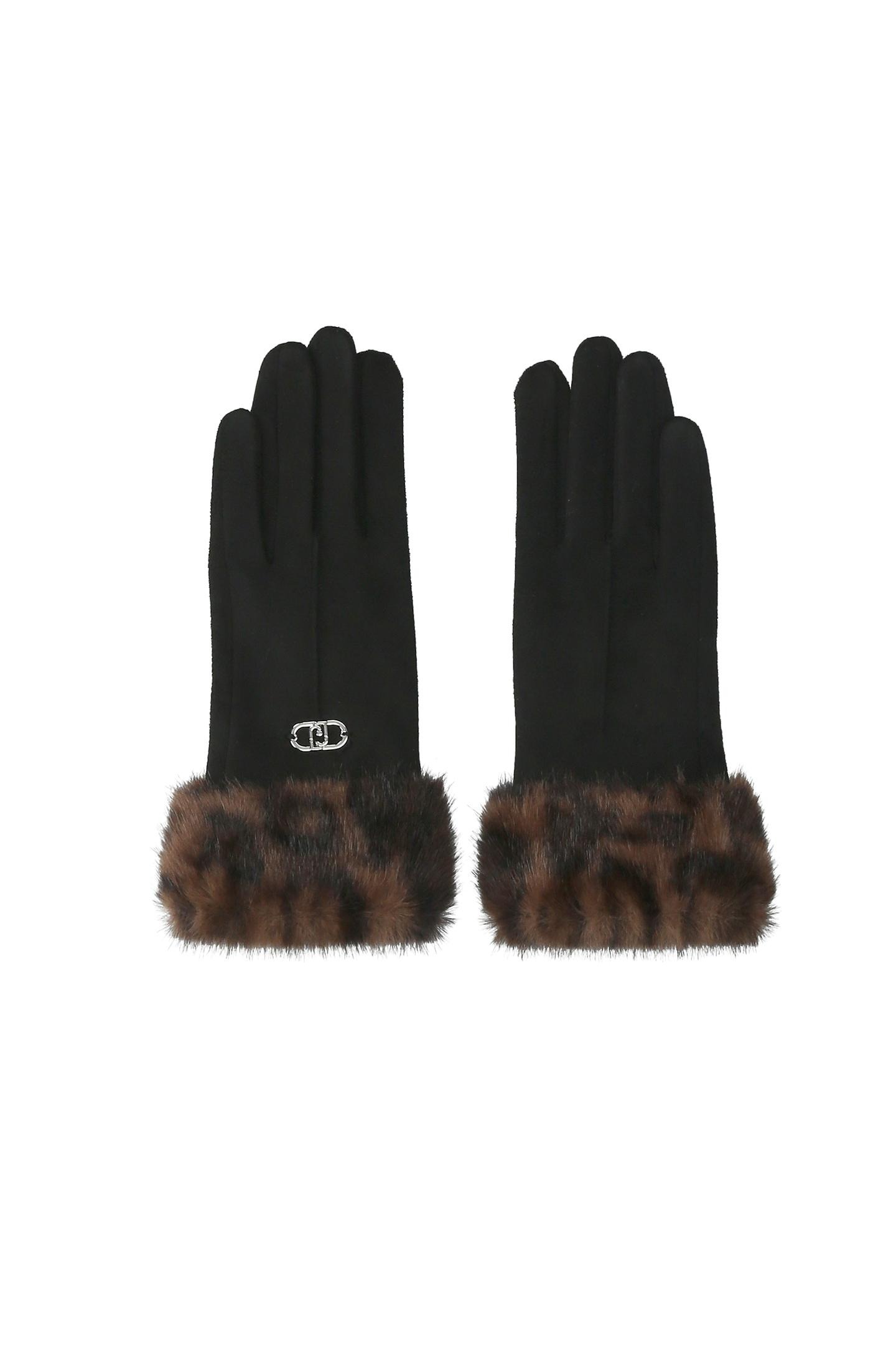 LIU JO GUANTO STAMPATO CON FAKE FUR S19E1 ANIMALIER