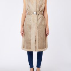 LIU JO GILET FAKE MONTONE DOUBLE 00192 BURRO