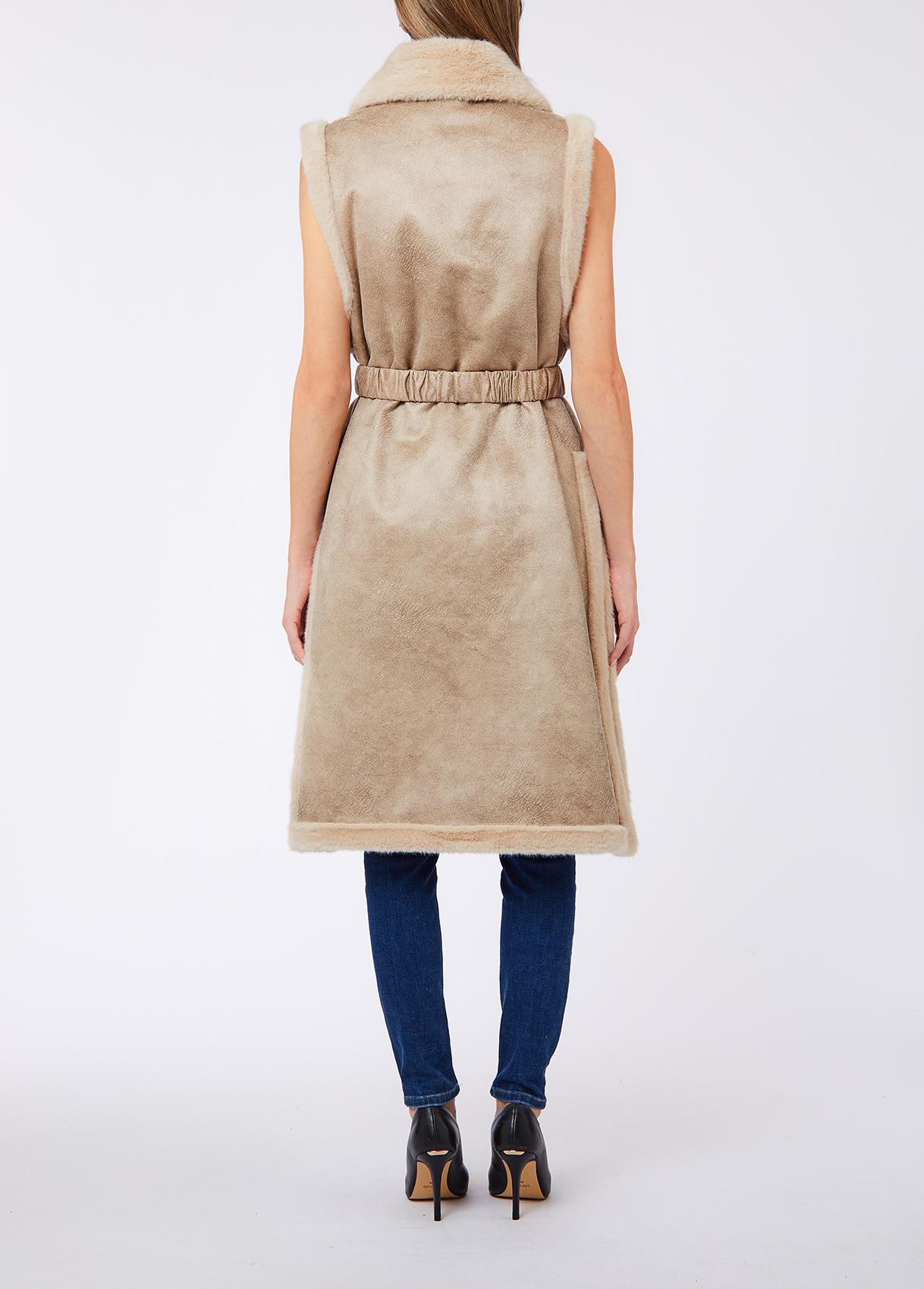 LIU JO GILET FAKE MONTONE DOUBLE 00192 BURRO - immagine 2