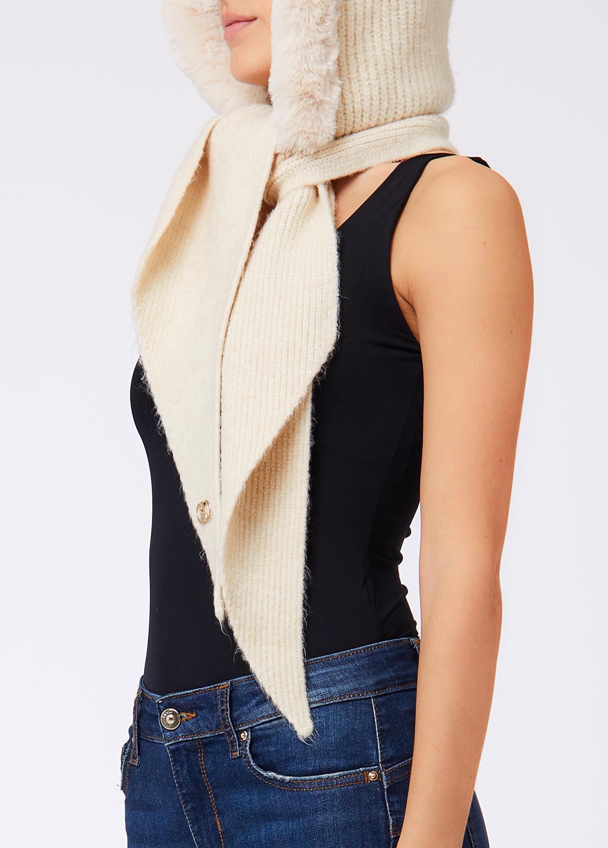 LIU JO SCIARPA C/CAPPUCCIO F/FUR 00192 BURRO - immagine 4