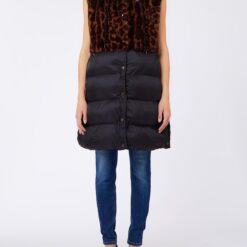 LIU JO GILET NYLON FAKEFUR D5266 Animalier black