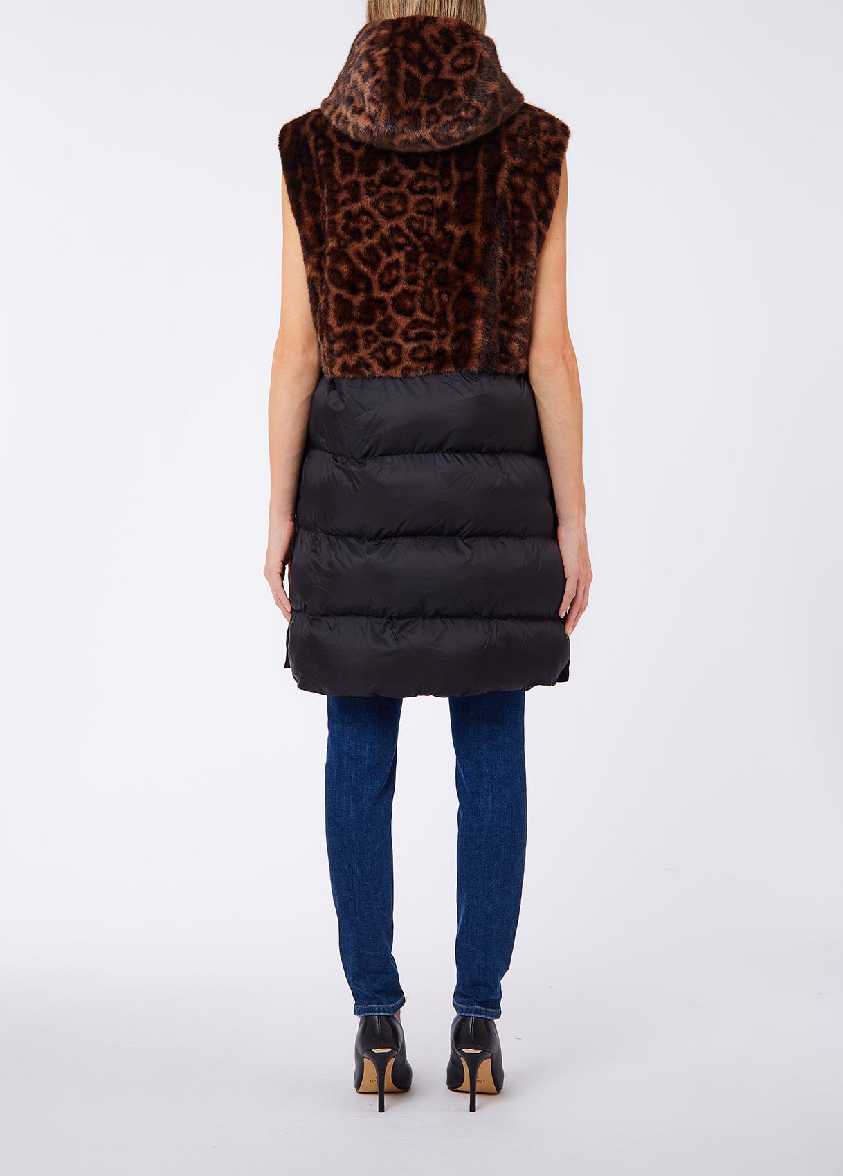LIU JO GILET NYLON FAKEFUR D5266 Animalier black - immagine 2