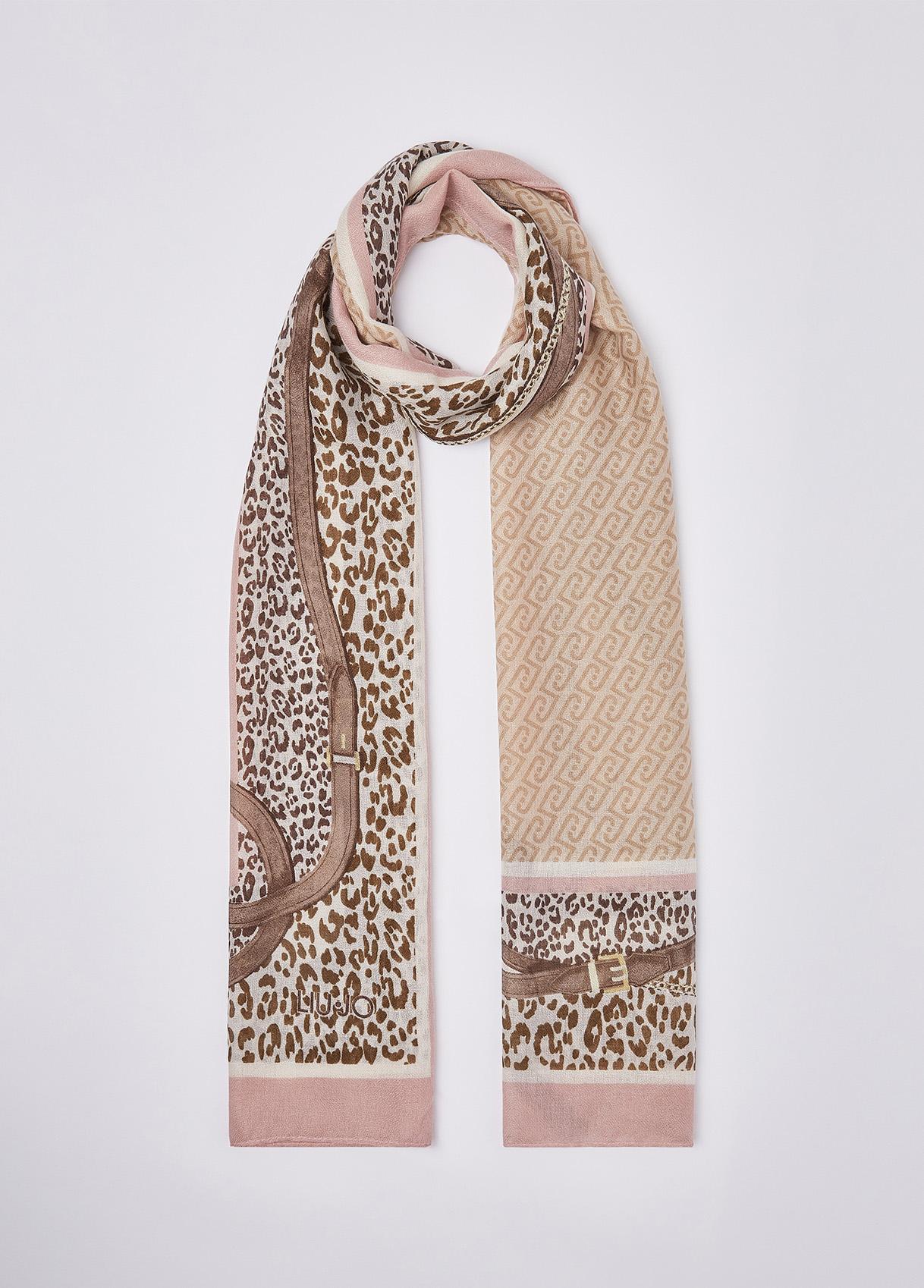 LIU JO STOLA ANIMALIER CINTURINI 70X180 CAMEO ROSE 41310 - immagine 2