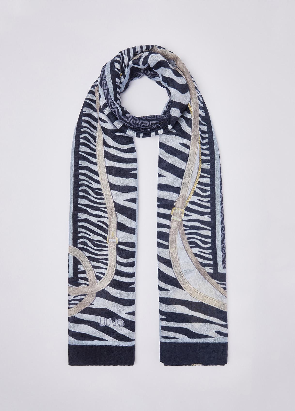 LIU JO STOLA ANIMALIER CINTURINI 70X180 MIDNIGHT 90013 - immagine 2