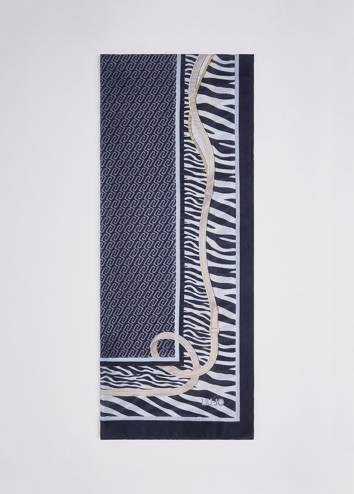 LIU JO STOLA ANIMALIER CINTURINI 70X180 MIDNIGHT 90013 - immagine 3