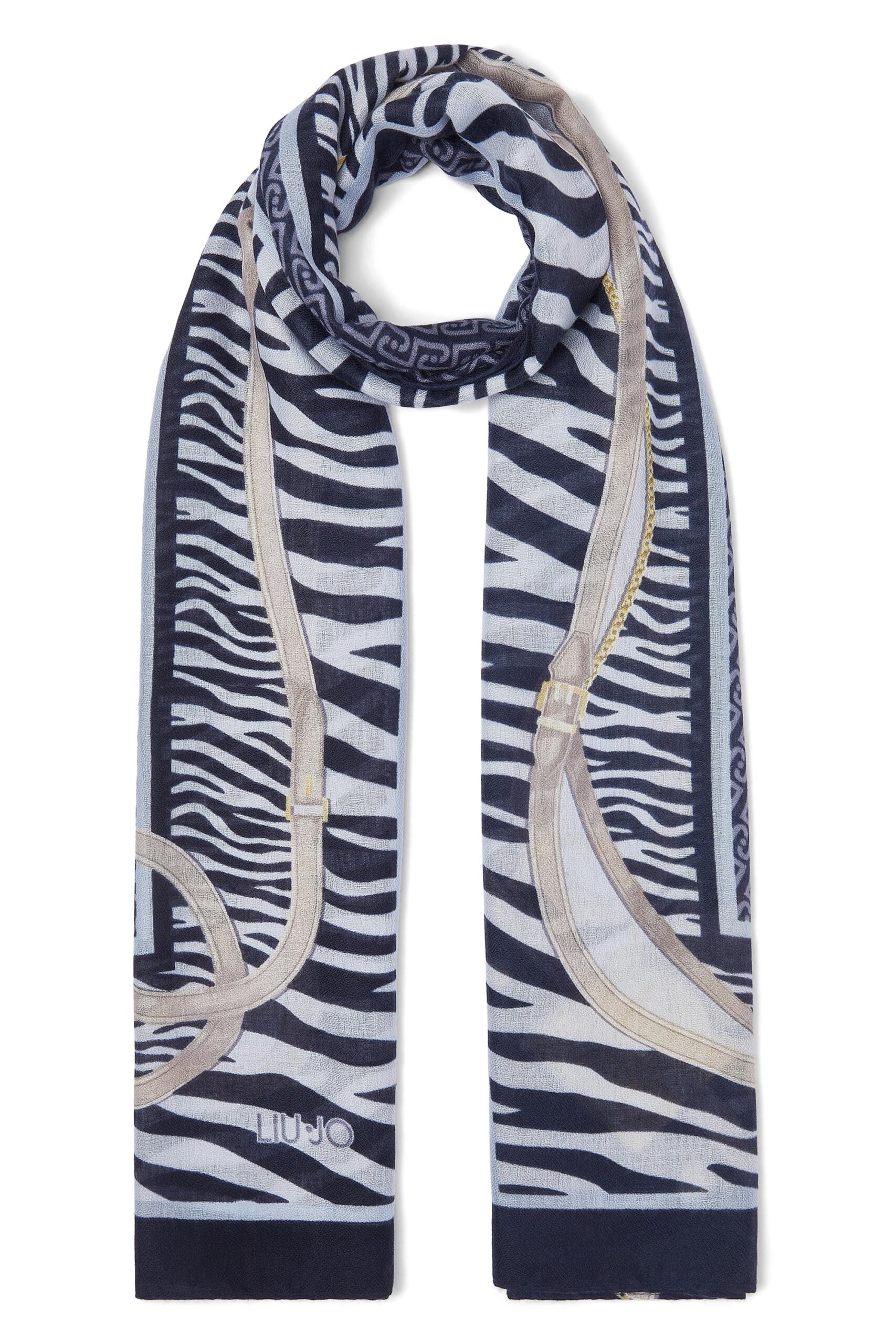 LIU JO STOLA ANIMALIER CINTURINI 70X180 MIDNIGHT 90013 - immagine 8