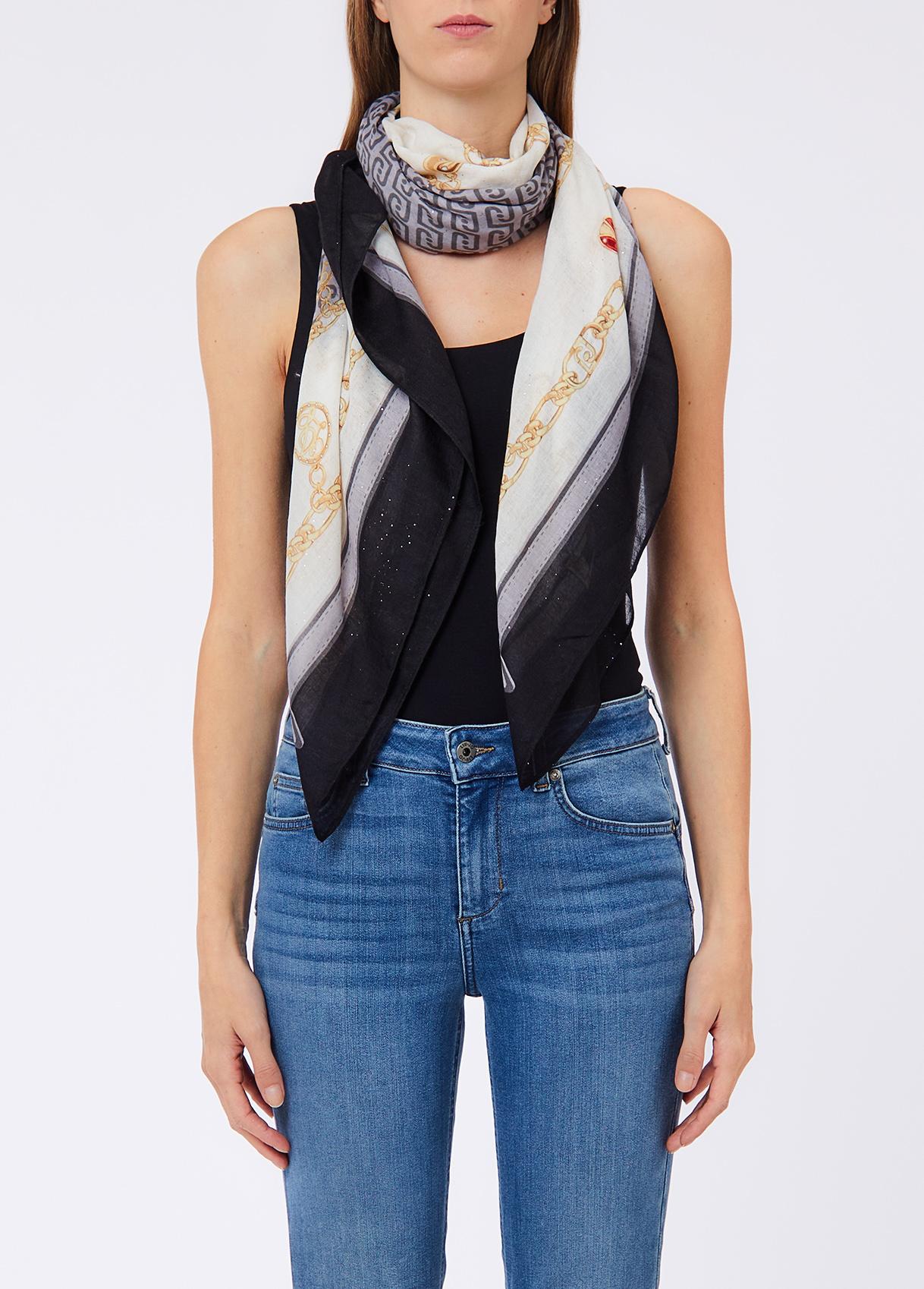 LIU JO FOULARD CHARMY 120X120 NERO 22222 - immagine 5