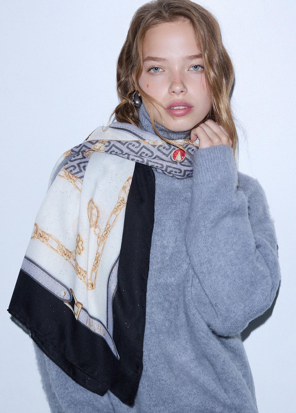 LIU JO FOULARD CHARMY 120X120 NERO 22222 - immagine 8