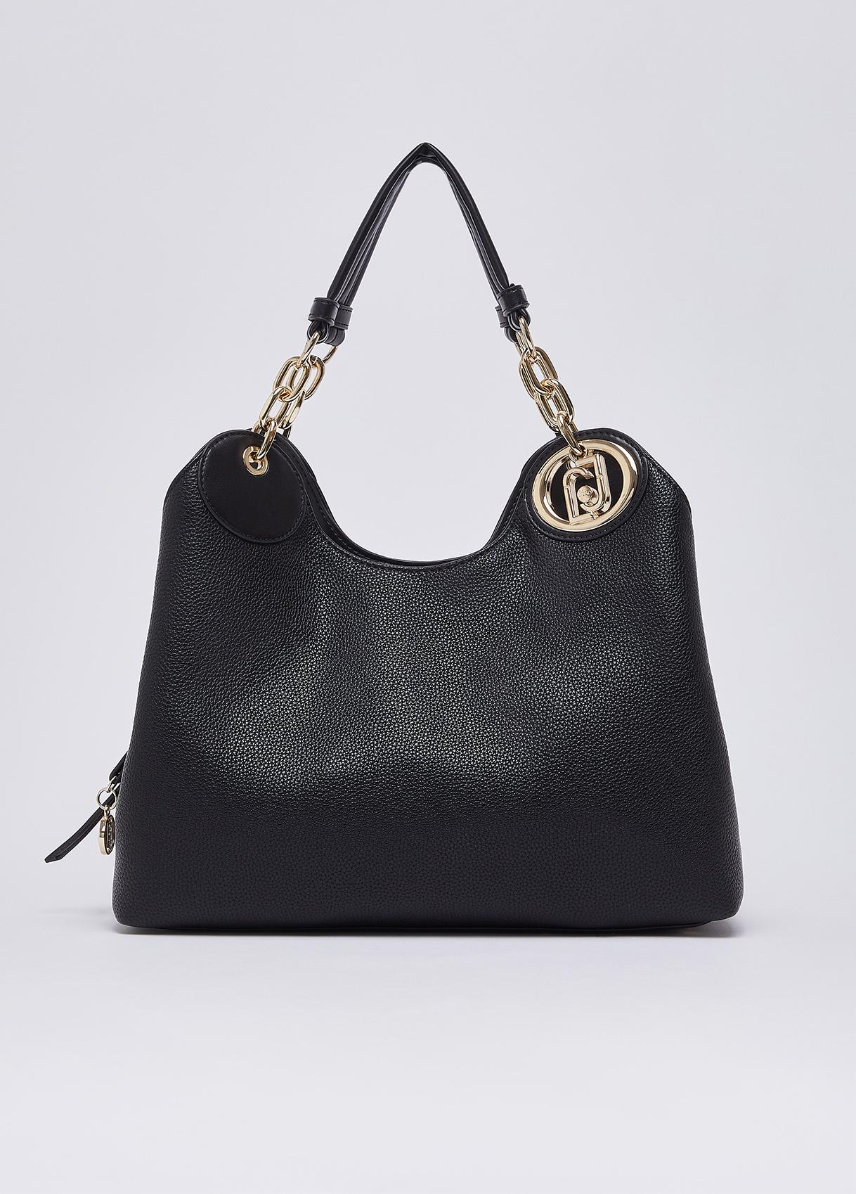 LIU JO BOSTON BAG B1848 NERO GOLD - immagine 3