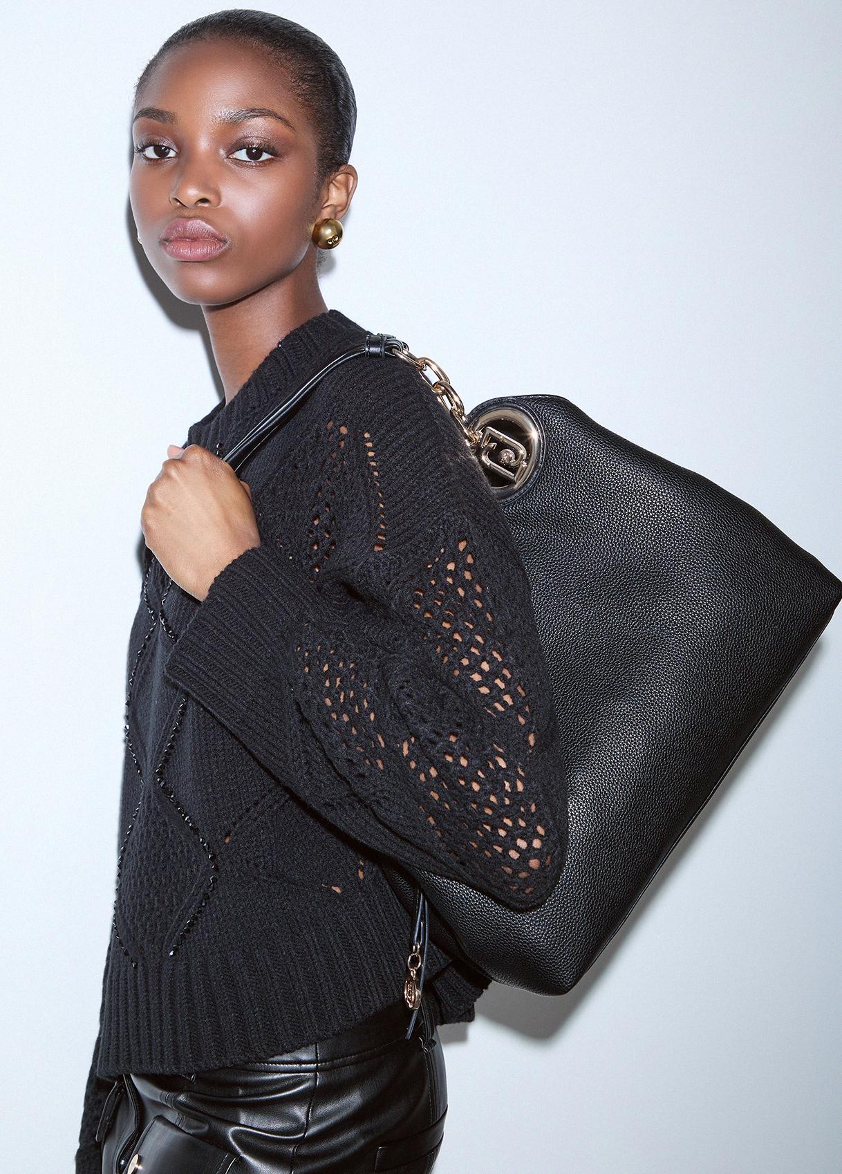 LIU JO BOSTON BAG B1848 NERO GOLD - immagine 5