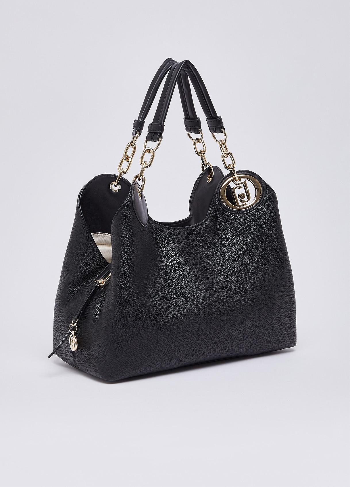 LIU JO BOSTON BAG B1848 NERO GOLD - immagine 6