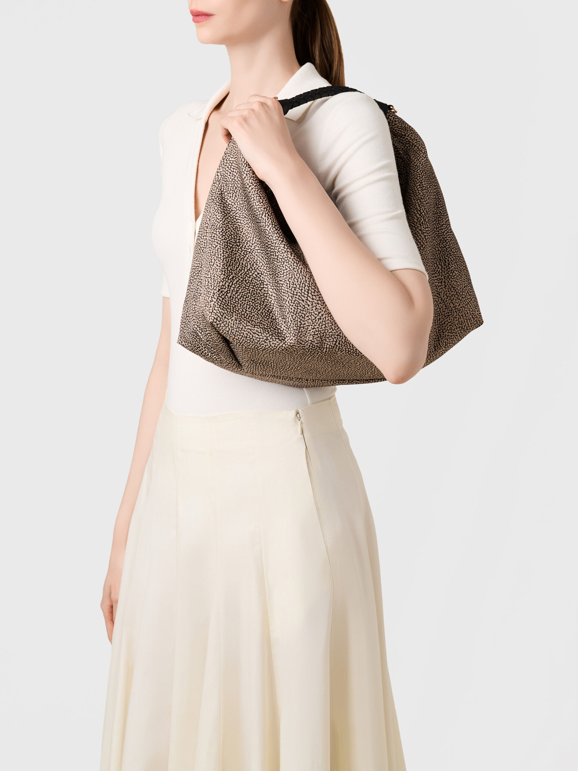 Borbonese PLIE HOBO M. X11 OP NAT NERO - immagine 7