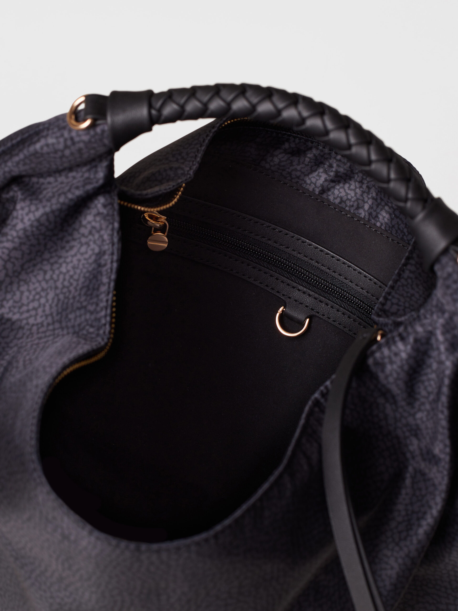 Borbonese PLIE HOBO M. Y66 DARK BLACK - immagine 4