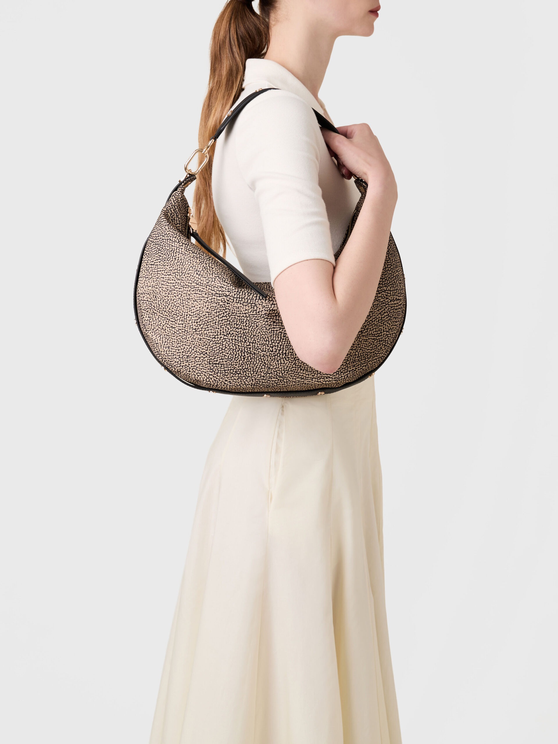 Borbonese FRAME HOBO M . X11 OP NAT NERO - immagine 7