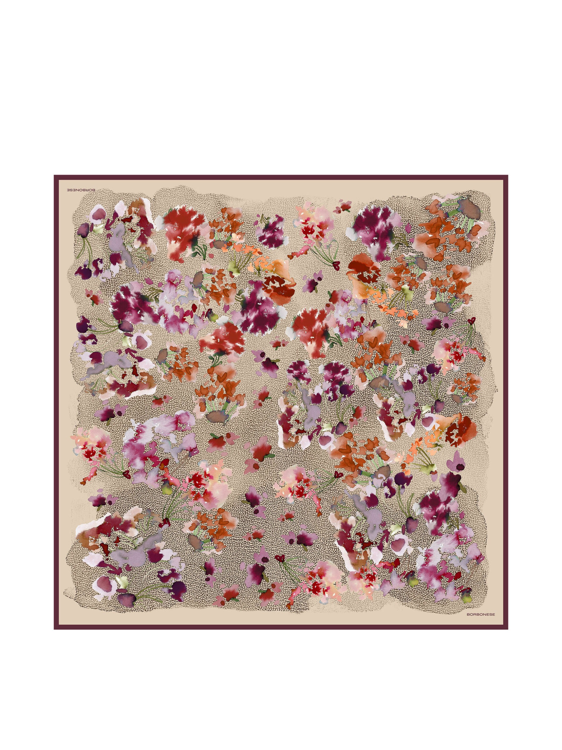 Borbonese FOULARD FIORI ACQUERELLO 406 CABERNET